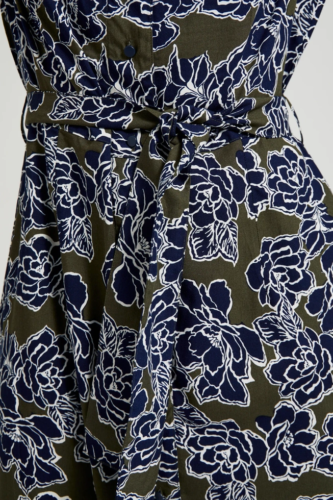 Szmizjerka z wzorem kwiatów oliwkowa