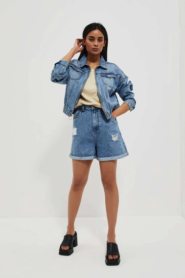 Szorty z przetarciami niebieskie