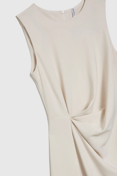 Sukienka midi z marszczeniem beżowa 