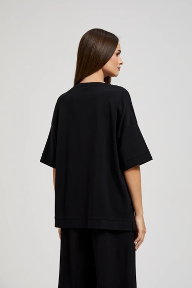 Bluzka oversize z krótkimi rękawami czarna