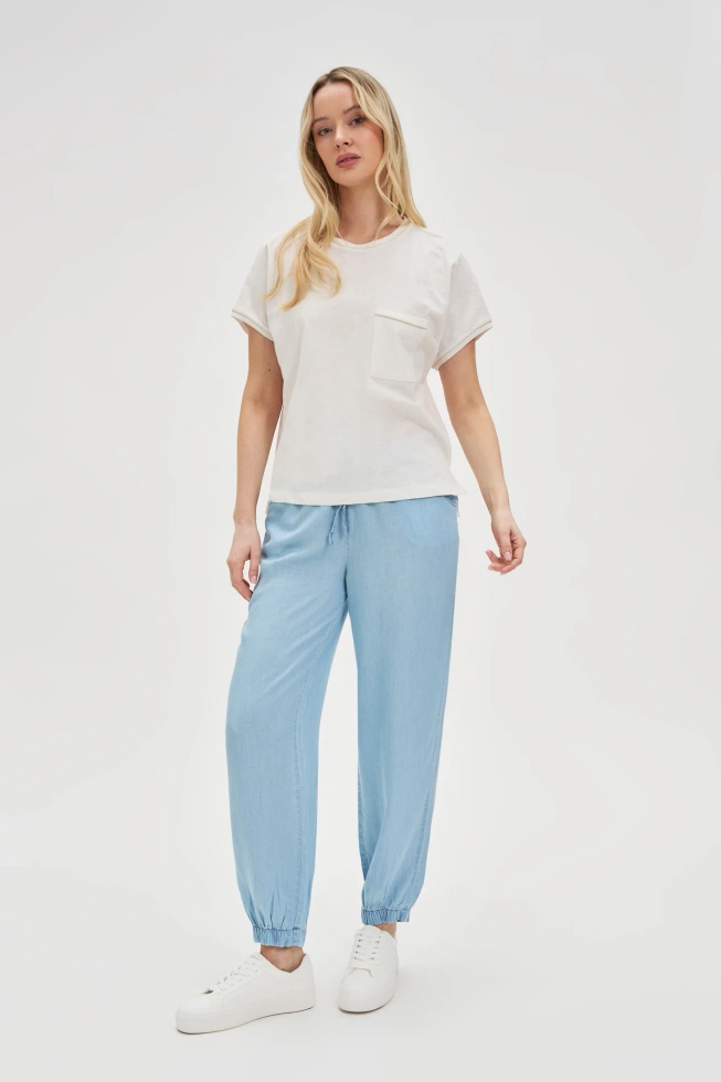 Bawełniana bluzka z kieszonką biała