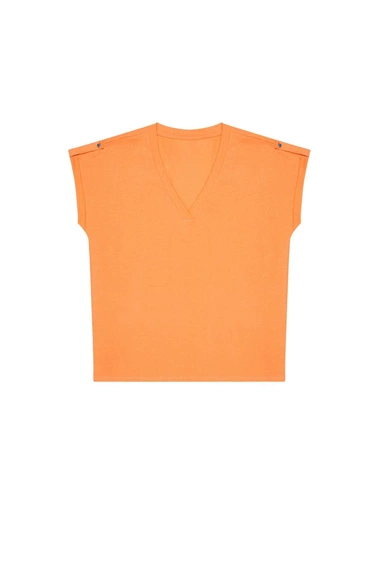 Bawełniana bluzka z dekoltem w serek łososiowa