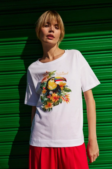 Bawełniany t-shirt z nadrukiem biały 