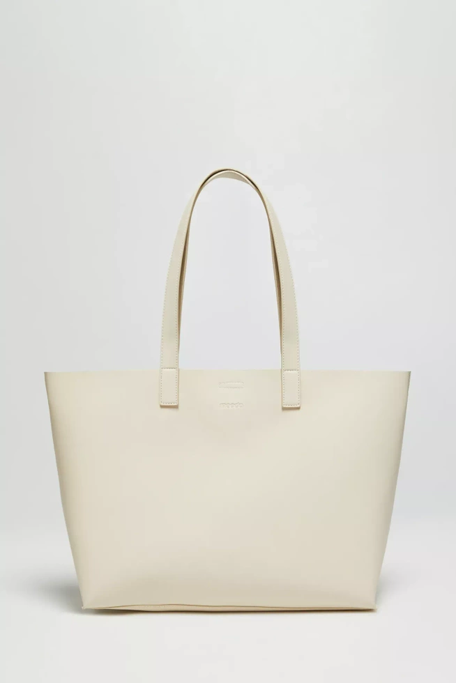 Torba shopper na długich paskach beżowa