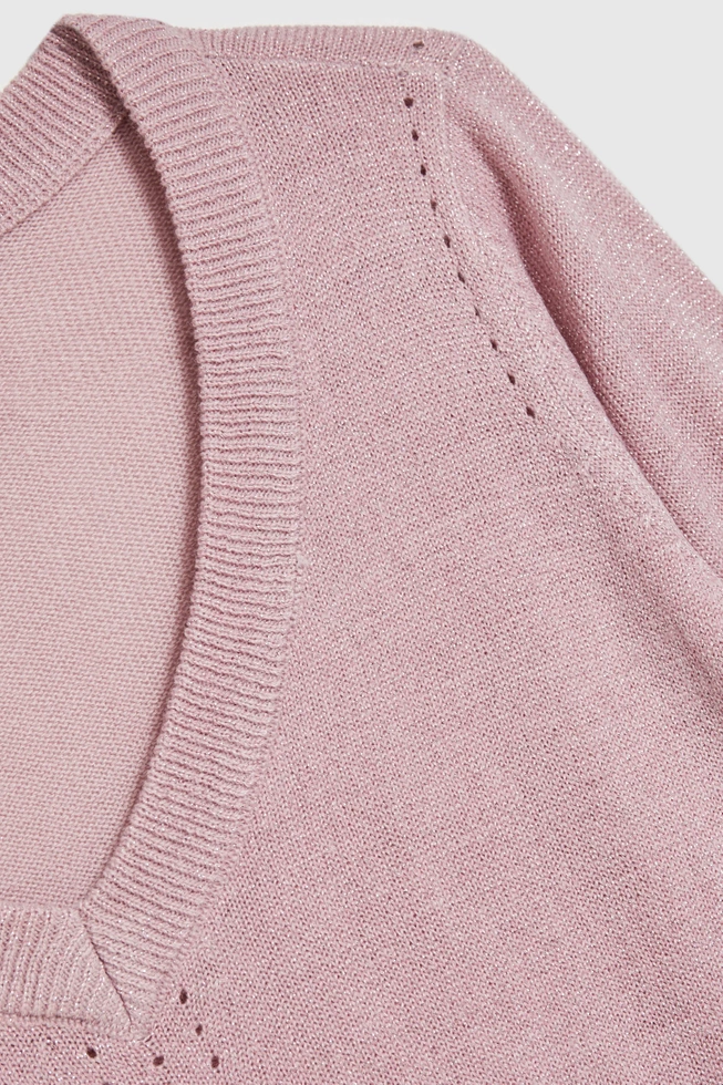 Sweter z dekoltem w serek różowy