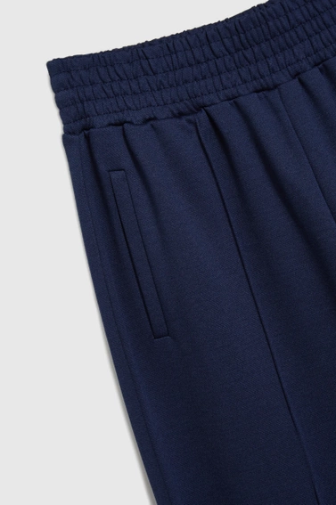 Spodnie z szerokimi nogawkami z gumą w talii granatowe