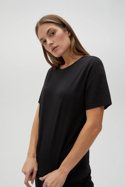 Gładki bawełniany t-shirt czarny