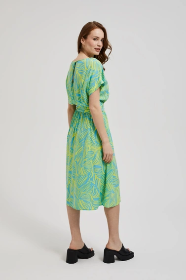 Sukienka z wiązaniem w talii turkusowa