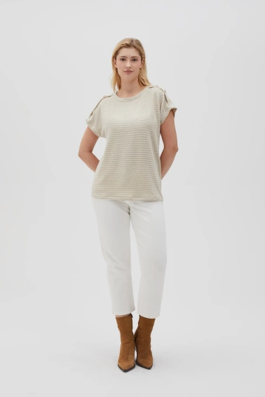 Bluzka w paski beżowa