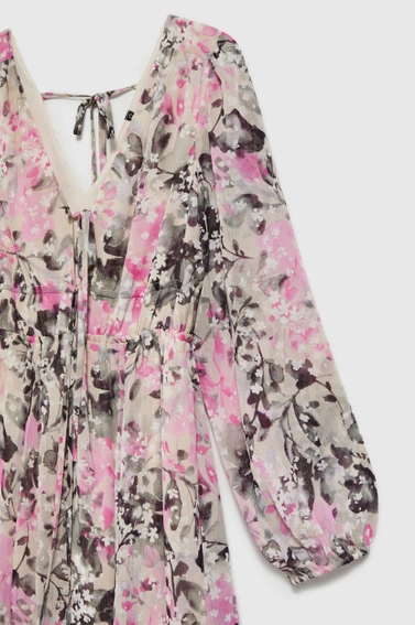 Sukienka maxi z kwiatowym wzorem szara