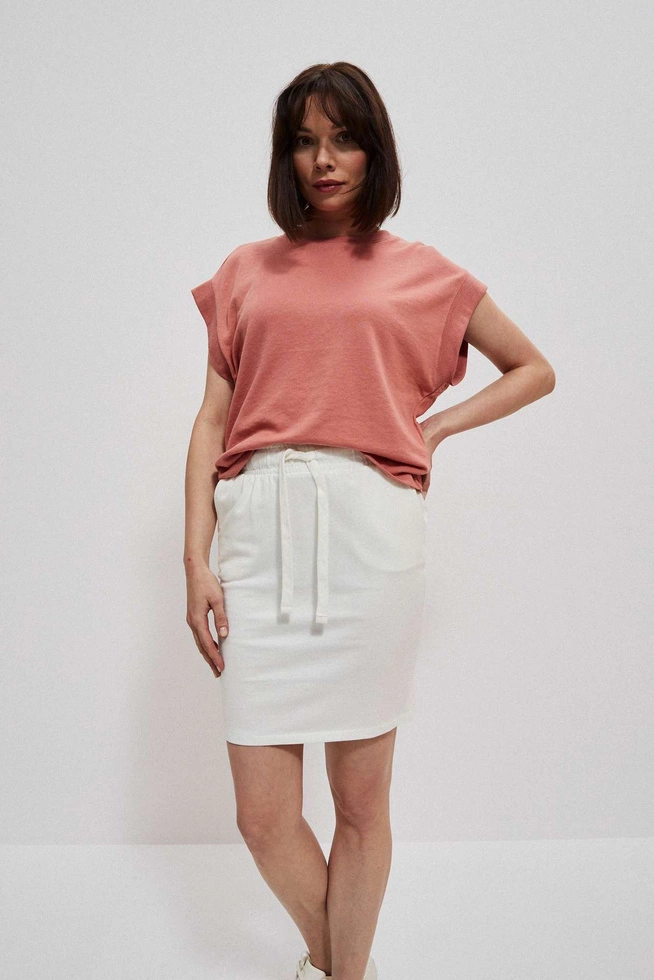 Gładka spódnica przed kolano perłowa