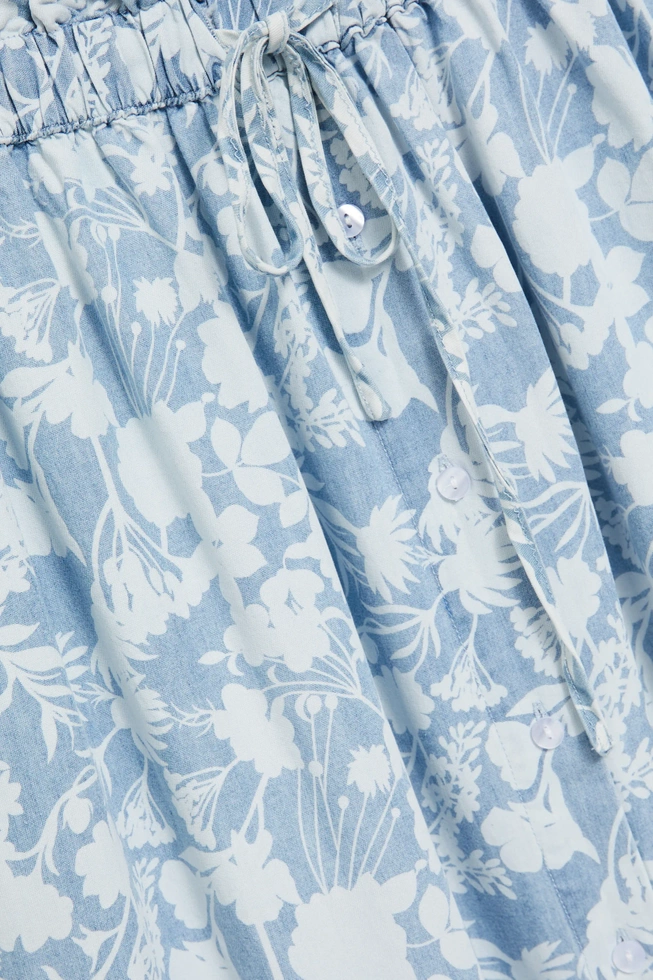 Spódnica lyocell w kwiaty błękitna