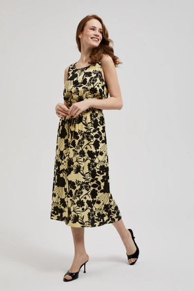 Sukienka midi w kwiaty żółta