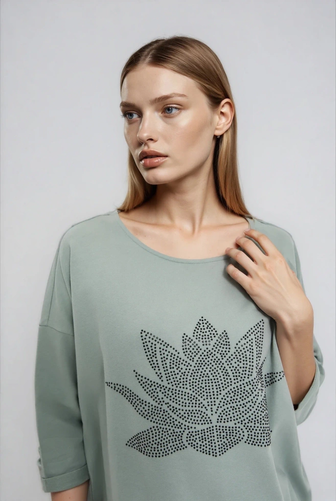 Bluza z bawełny oliwkowa