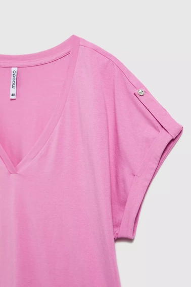 Bluzka z podwijanymi rękawami różowa