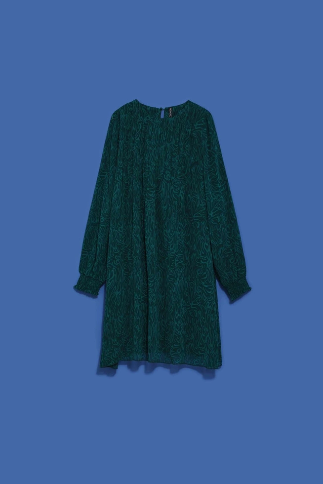 Sukienka z bufiastymi rękawami mini szmaragdowa