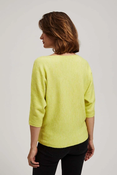 Sweter z rękawem 3/4 limonkowy