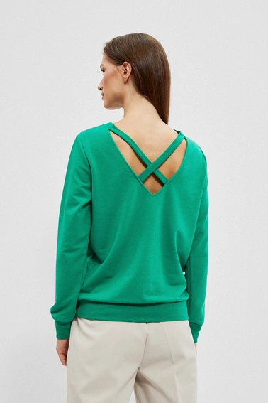 Bluza z dekoltem na plecach zielona