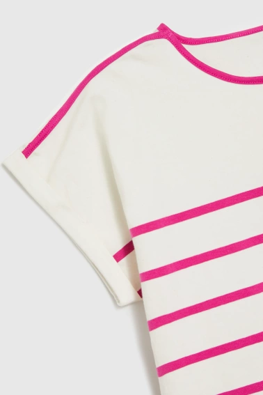 Bawełniana bluzka w paski fuksjowa