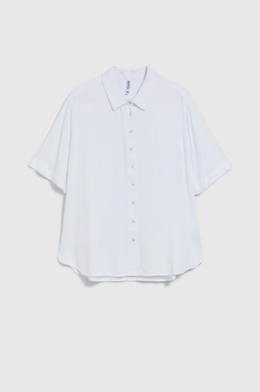 Biała wiskozowa koszula z kołnierzykiem