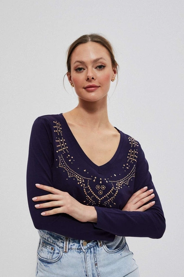 Bawełniana bluzka z dżetami