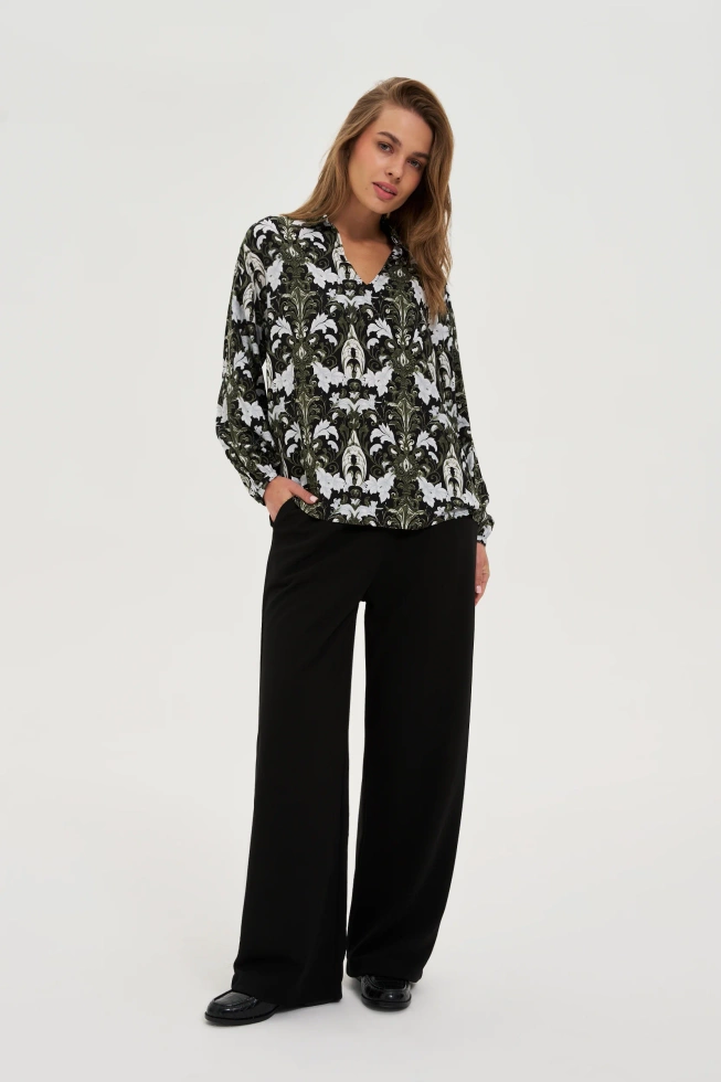 Koszula z wiskozy ciemnooliwkowa