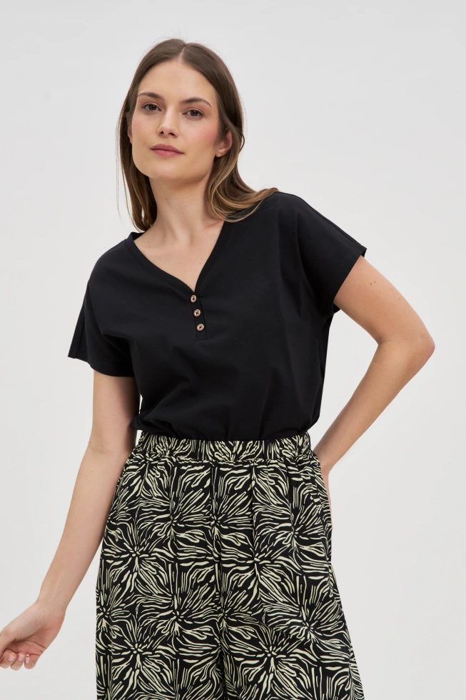 Bawełniana bluzka z guzikami czarna