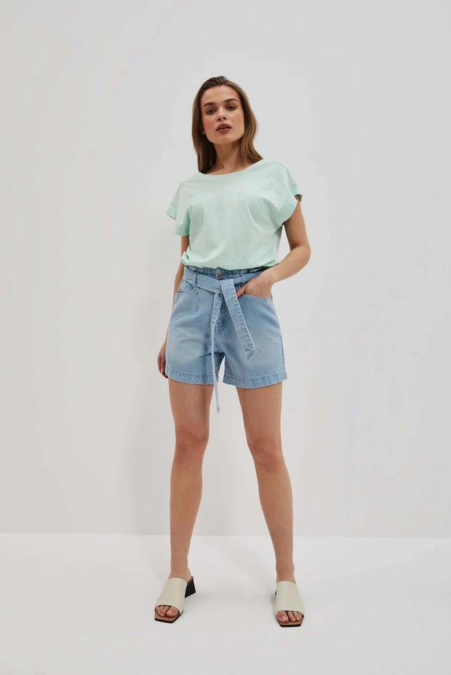 Szorty z wysokim stanem błękitne