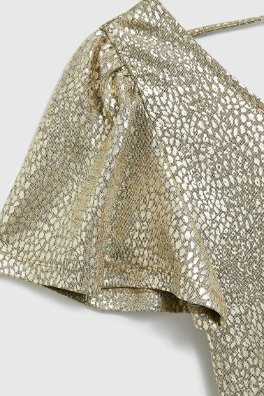 Bluzka z bufiastymi rękawami złota