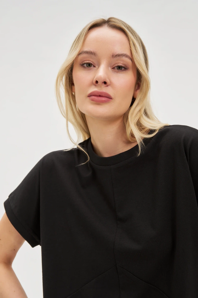 Bawełniana bluzka z krótkimi rękawami czarna