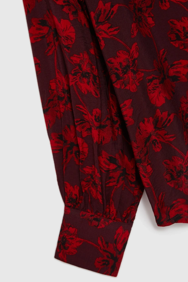 Koszula w kwiaty burgundowa