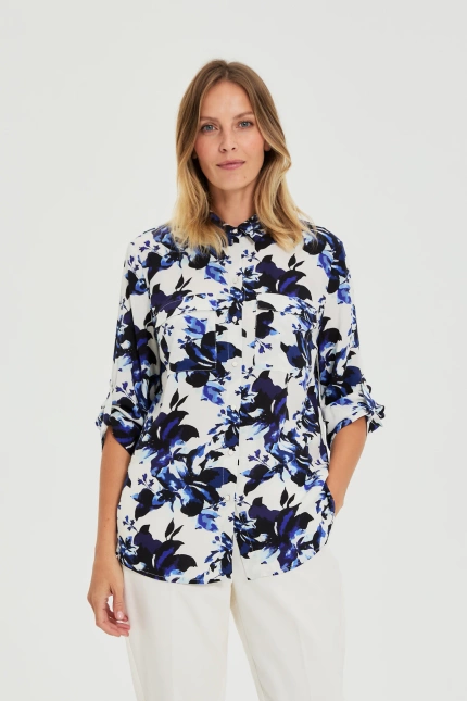 Koszula w kwiaty biała