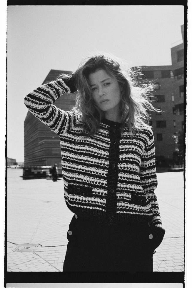 Kardigan w paski czarny