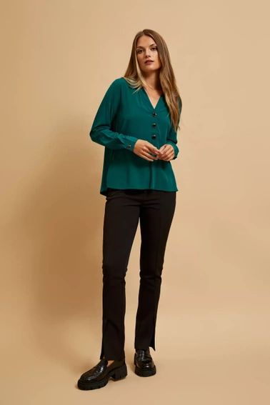 Koszula z dekoltem w serek szmaragdowa
