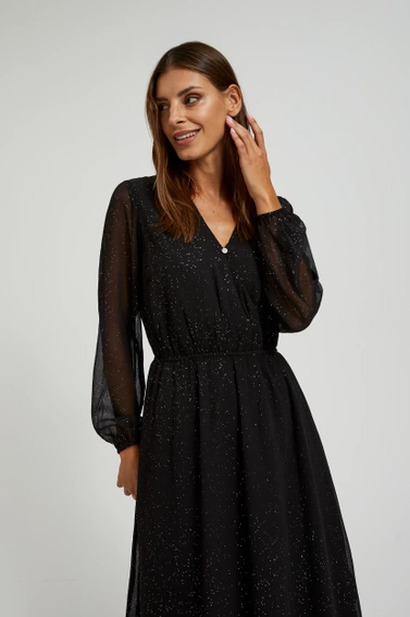 Sukienka z przezroczystymi rękawami czarna