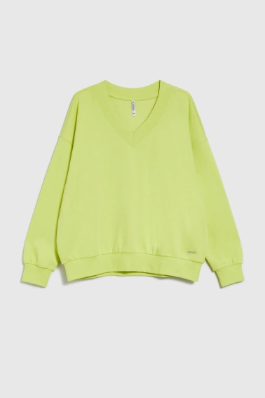 Bluza z dekoltem w serek limonkowa