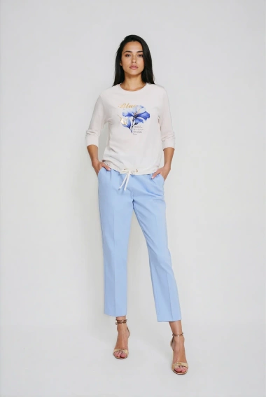 Bluzka z nadrukiem i wiązaniem biała