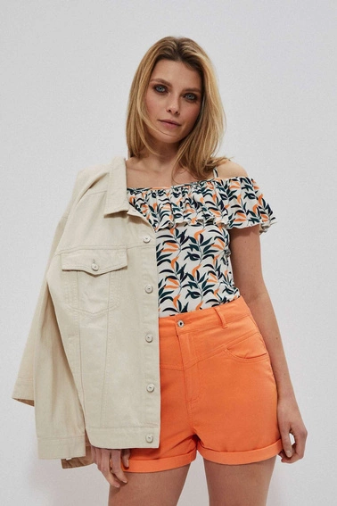 Szorty lyocell łososiowe