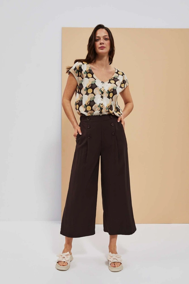 Spodnie kuloty z guzikami ciemnobrązowe