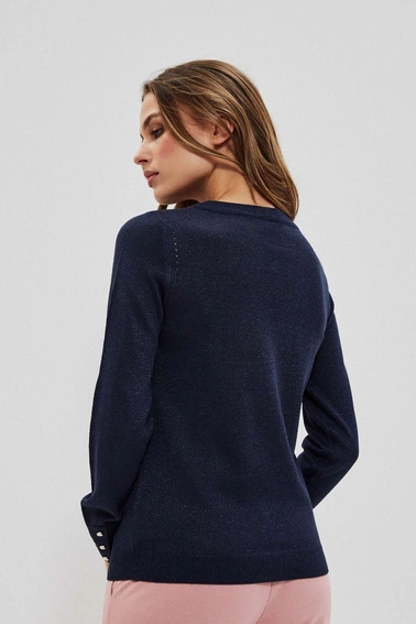 Sweter z metaliczną nitką granatowy