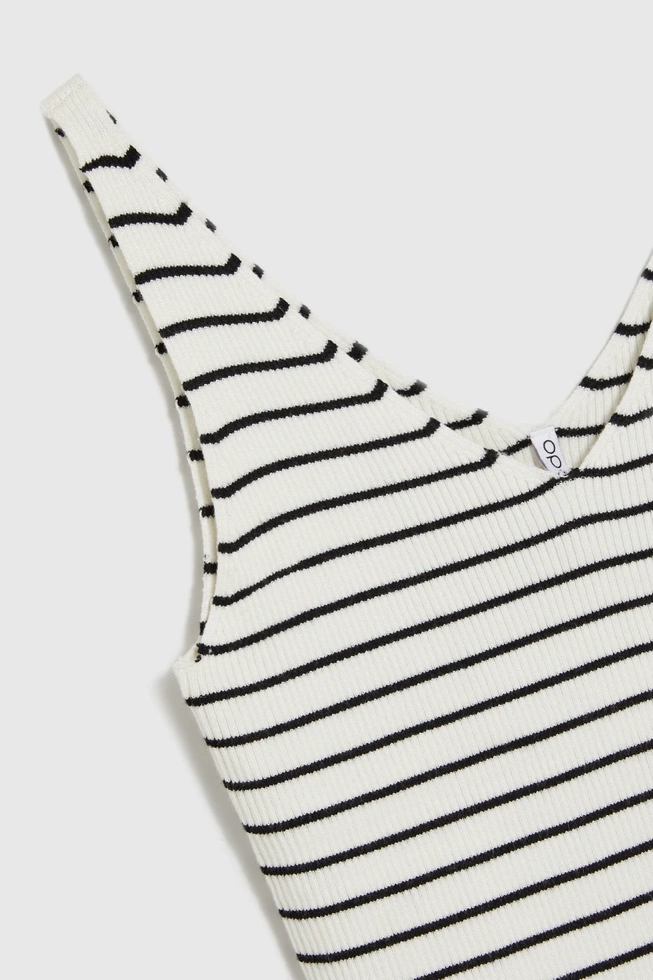 Bawełniany top w paski beżowy