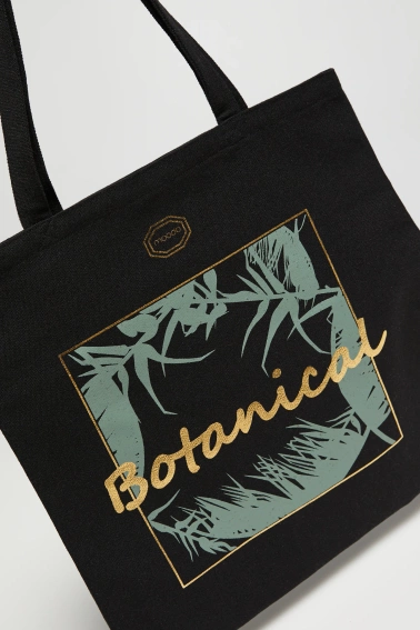 Torba shopper z napisem czarna