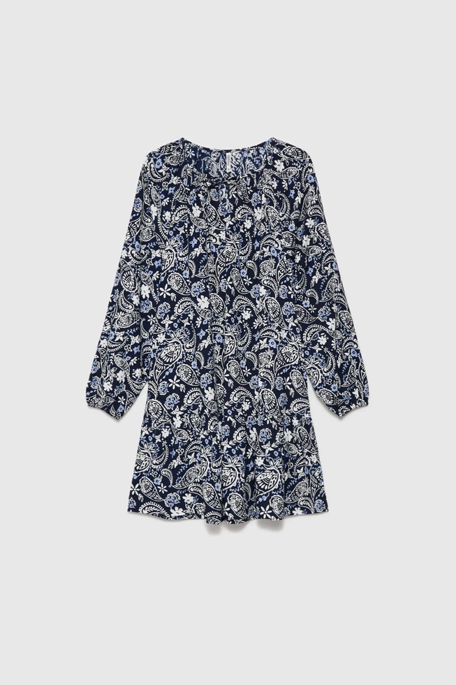 Wiskozowa sukienka z wzorem paisley granatowa