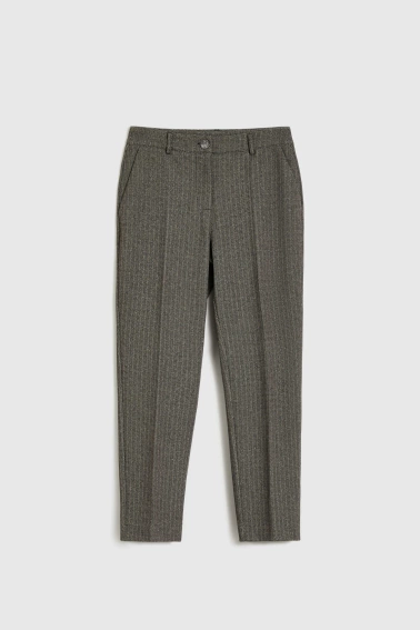 Spodnie z metaliczną nitką ciemnobeżowe