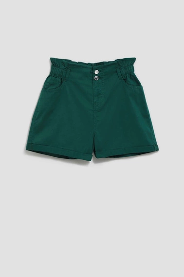 Szorty typu paperbag malachitowe