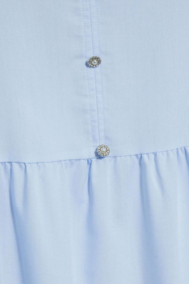 Sukienka maxi z wiązaniem na dekolcie błękitna