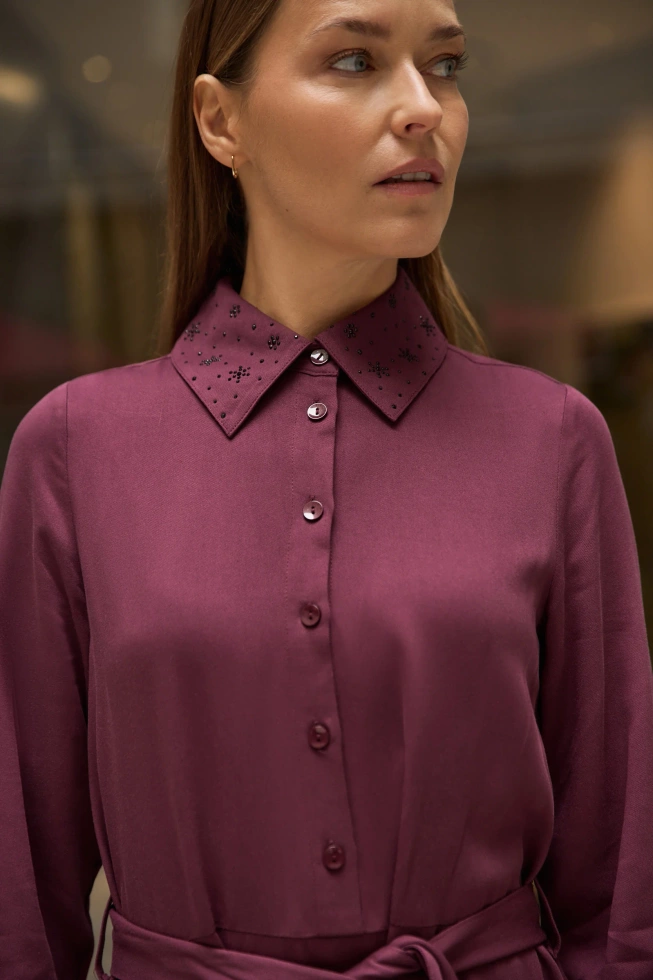 Koszulowa sukienka burgundowa