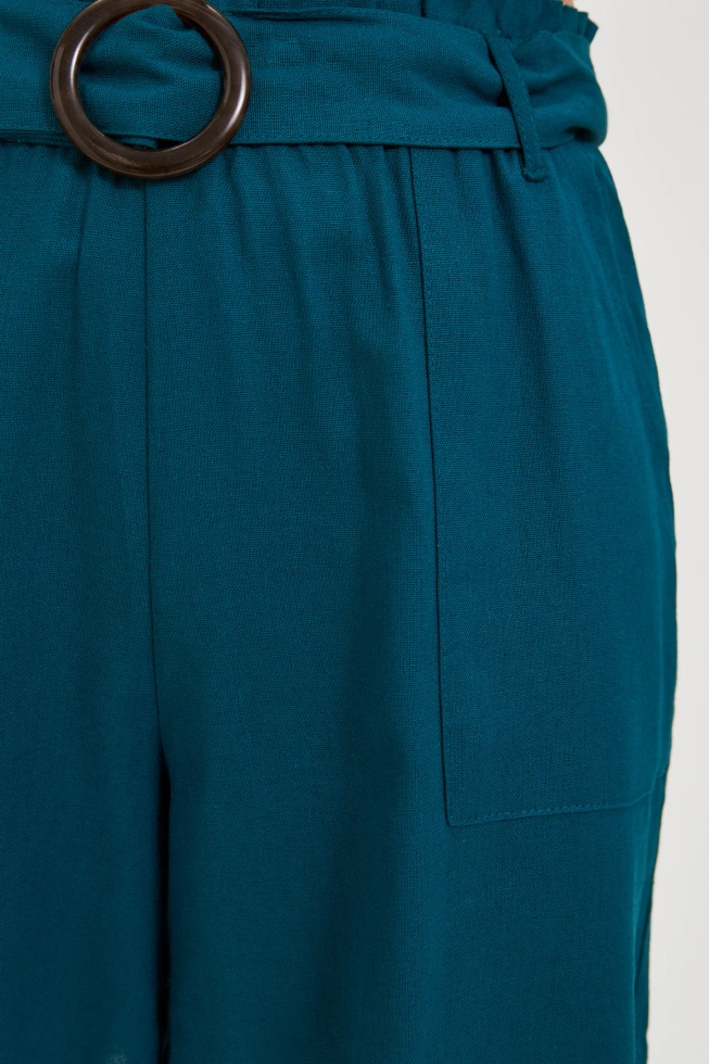 Bawełniano-lniane szorty zielone