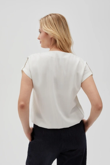 Wiskozowa koszula z dekoltem w serek biała