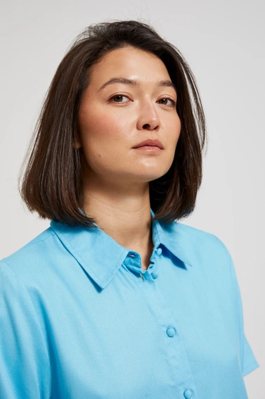 Koszula z krótkimi rękawami turkusowa